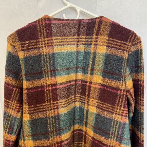 Rachel Zoe S‎ Purple Yellow Plaid Wool Blend Open Blazer Jacket Coat Fall Autumn - Picture 10 of 12